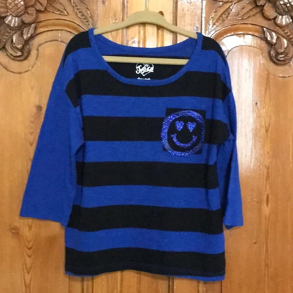 3/$20 Justice Stripe Top with Glitter Pocket